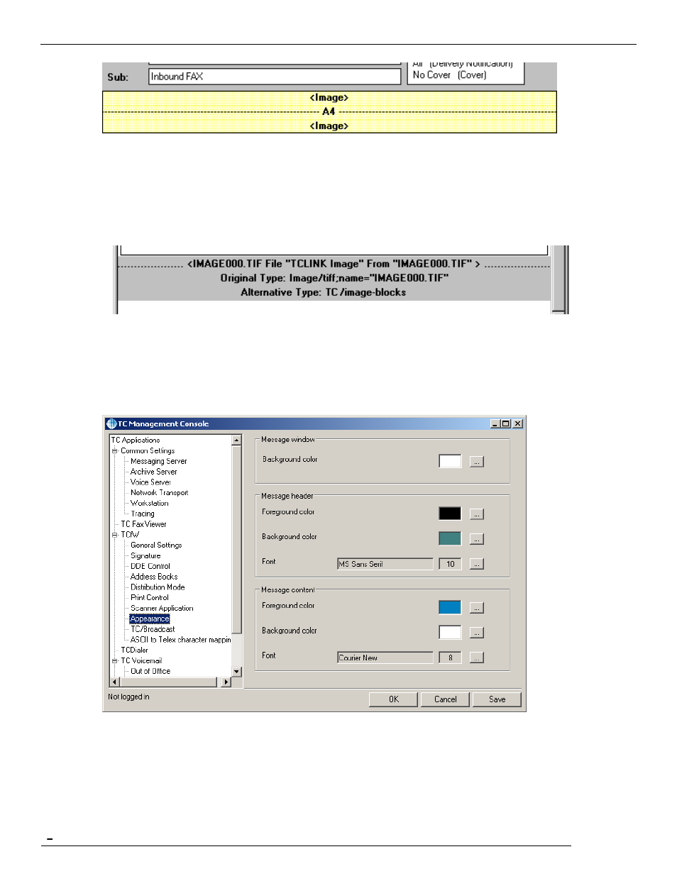 Changing the appearance of the message window | Kofax Communication Server 9.1 User Manual | Page 32 / 113