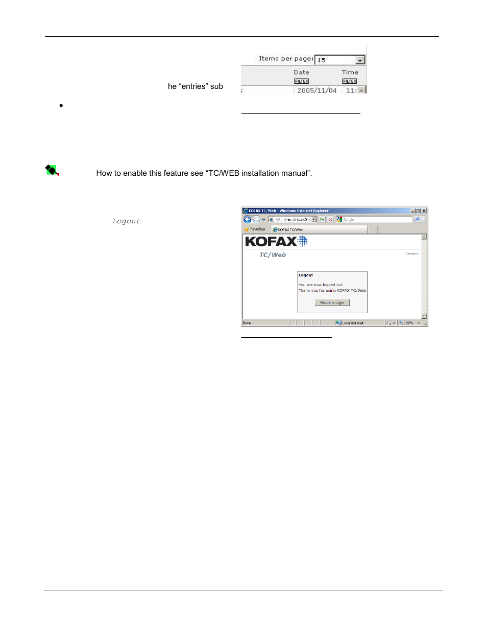 Logout | Kofax Communication Server 9.1 User Manual | Page 14 / 85