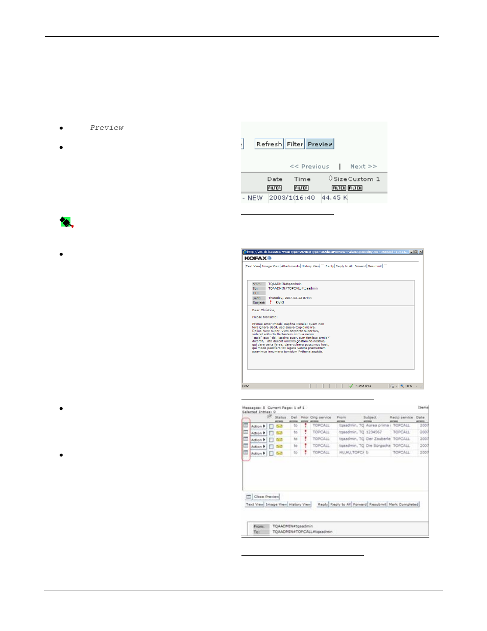 Opening messages, Preview | Kofax Communication Server 9.1 User Manual | Page 15 / 85