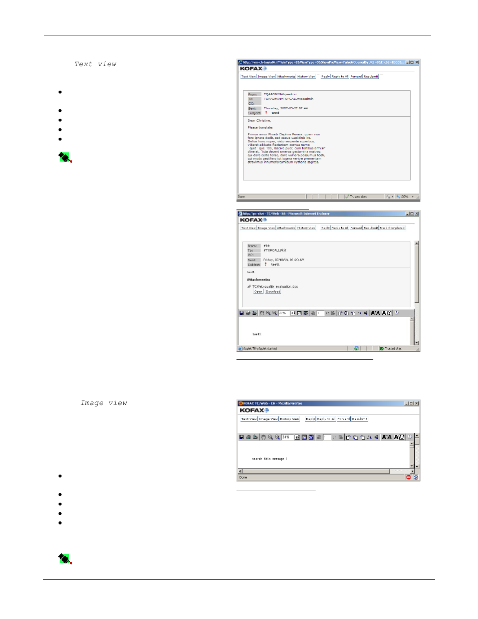 Text view, Image view | Kofax Communication Server 9.1 User Manual | Page 20 / 85