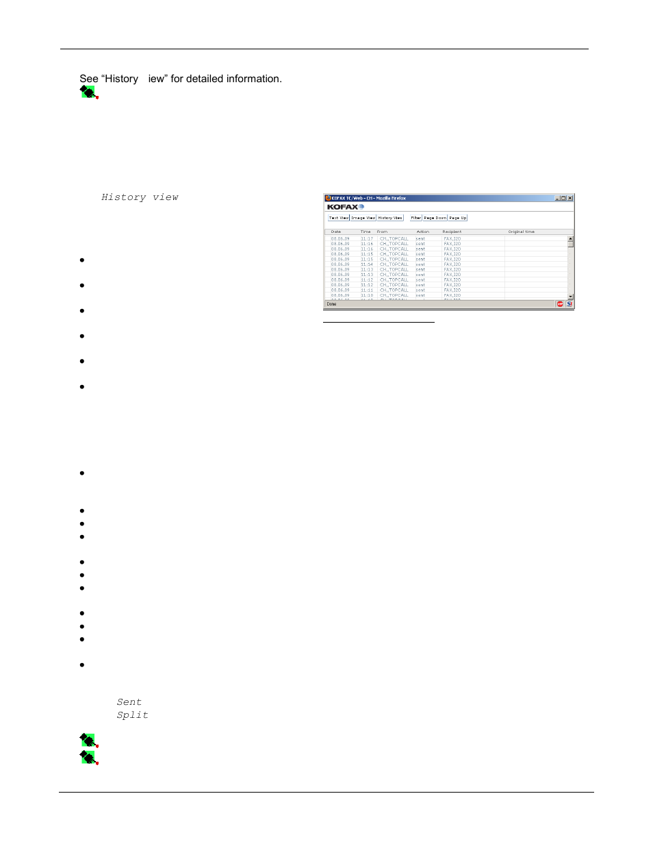 History view | Kofax Communication Server 9.1 User Manual | Page 21 / 85