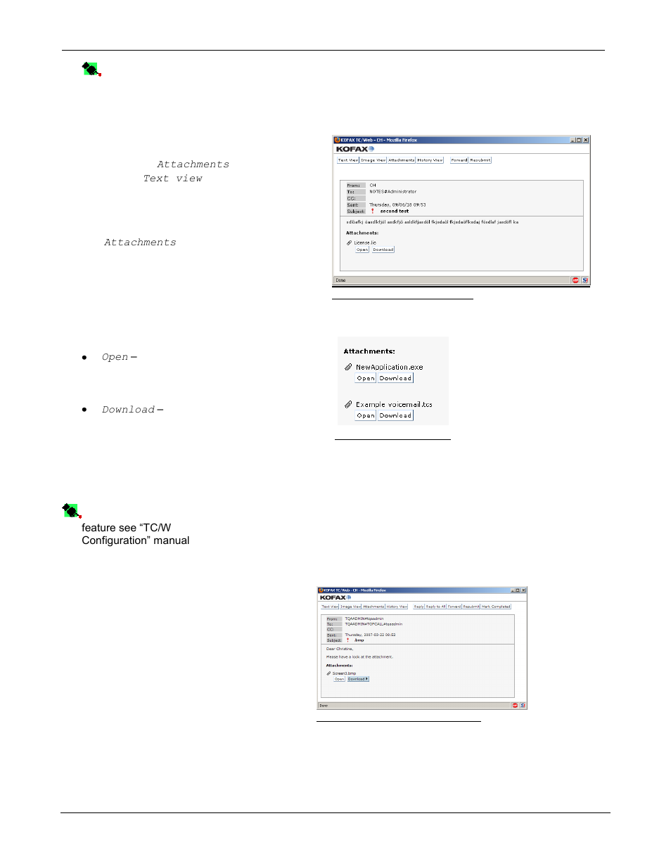 Attachments, Saving image attachments to different formats | Kofax Communication Server 9.1 User Manual | Page 22 / 85