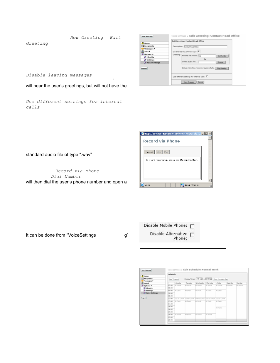 Creating or editing a greeting, Schedules | Kofax Communication Server 9.1 User Manual | Page 57 / 85