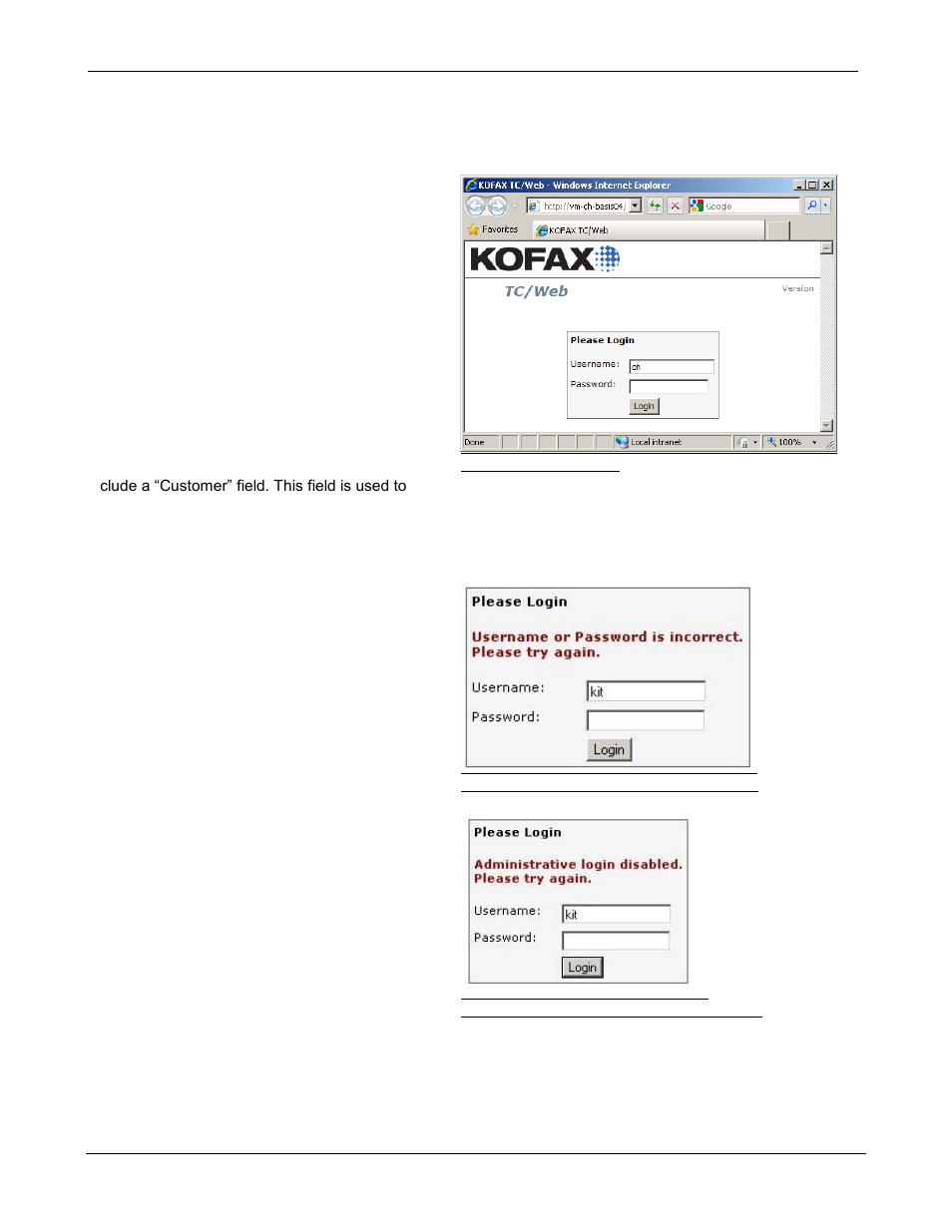Standard features, Getting started, Login errors | Kofax Communication Server 9.1 User Manual | Page 6 / 85