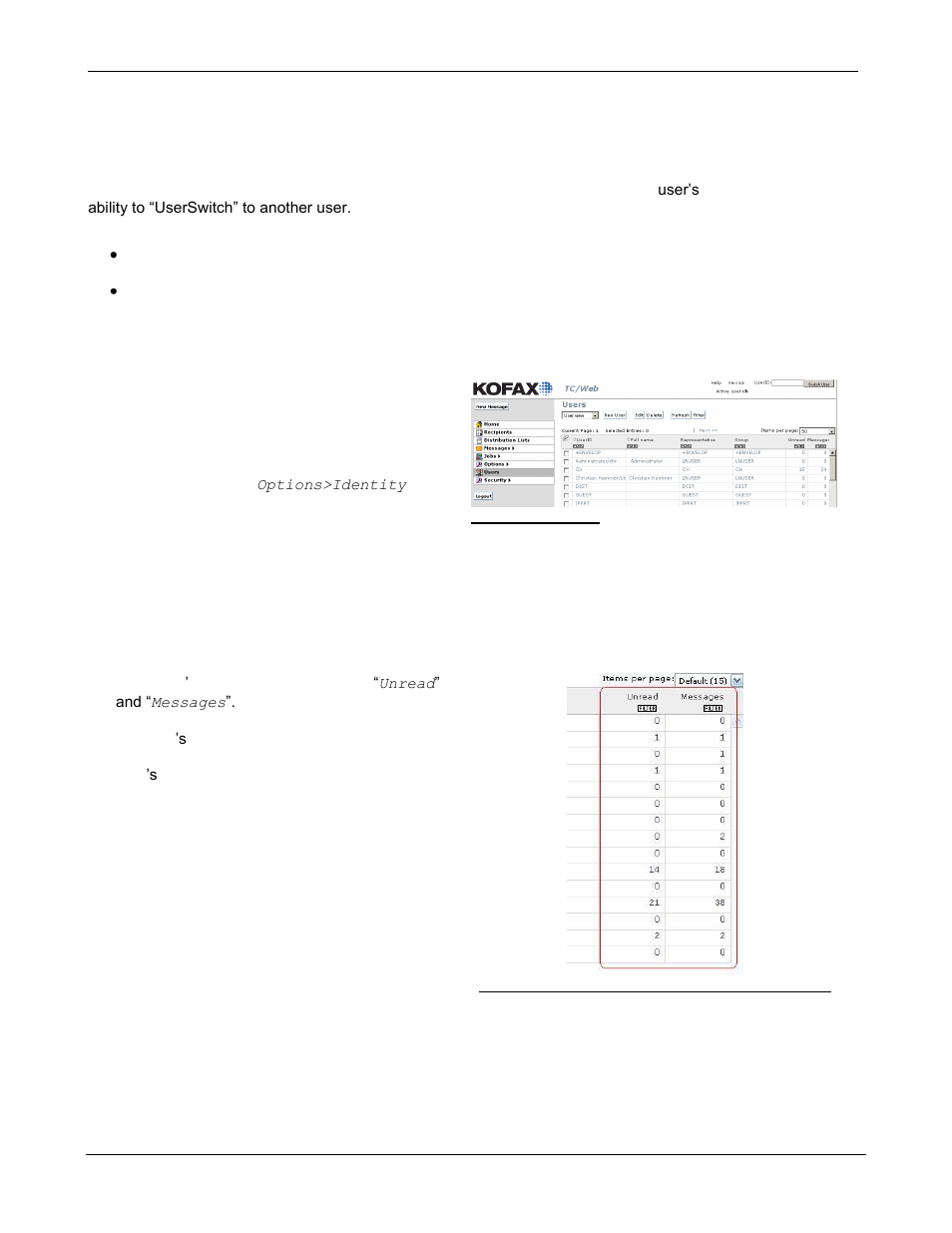 User administration, User tool | Kofax Communication Server 9.1 User Manual | Page 69 / 85