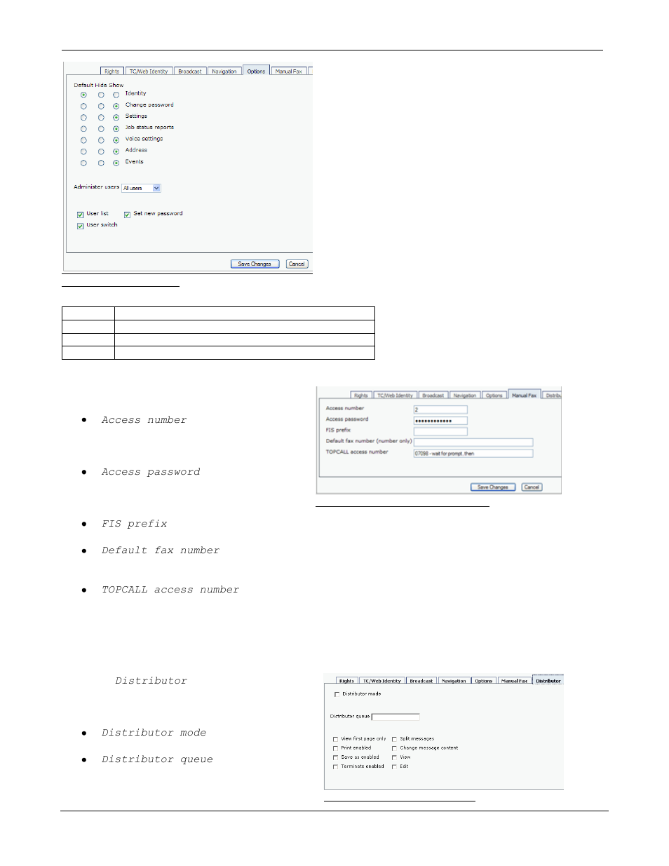 Manual fax settings, Distributor settings | Kofax Communication Server 9.1 User Manual | Page 76 / 85