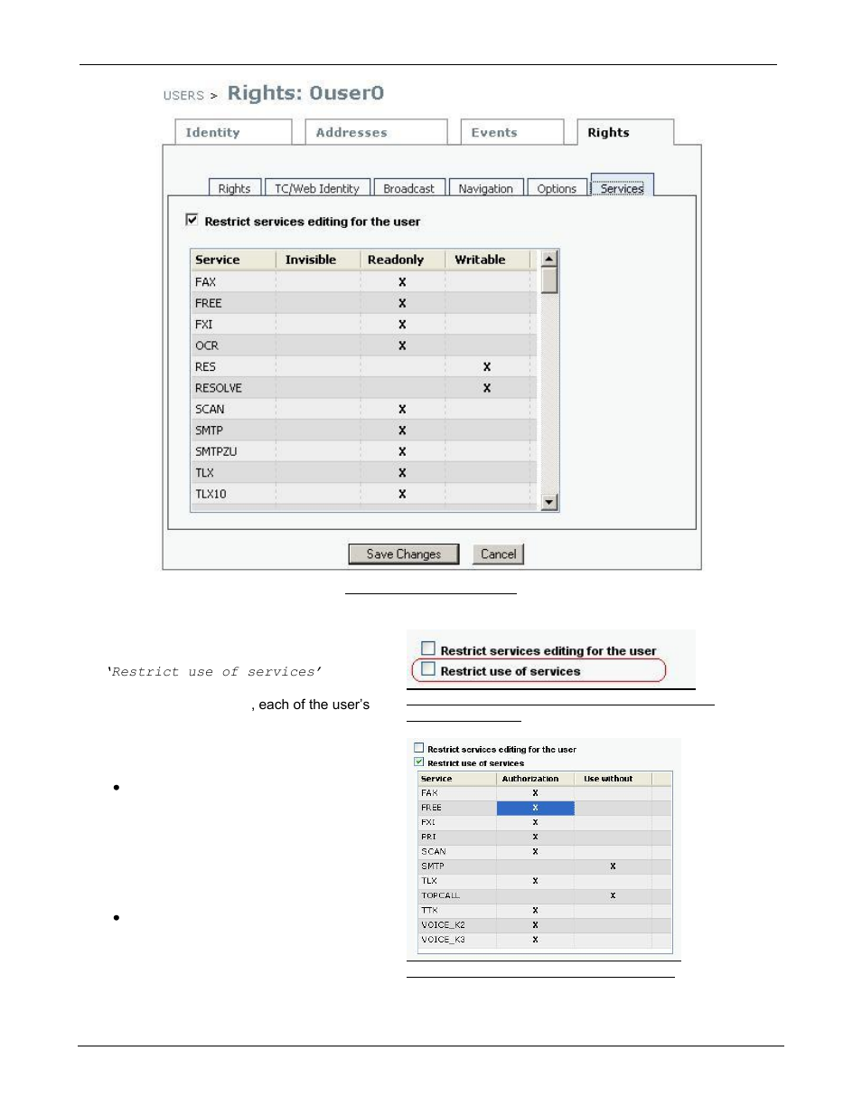 Restricted services user configuration | Kofax Communication Server 9.1 User Manual | Page 81 / 85