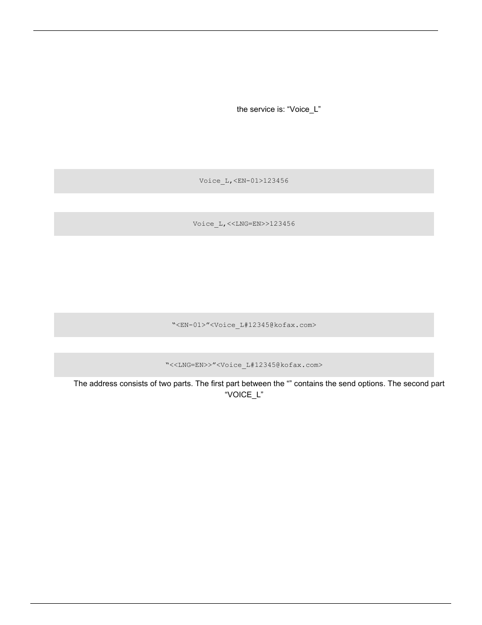 The service, Addressing in tcfw, Addressing in lotus notes and microsoft exchange | Possible answers, Ervice, Ddressing in, Otus, Otes and, Icrosoft, Xchange | Kofax Communication Server 9.1 User Manual | Page 7 / 8