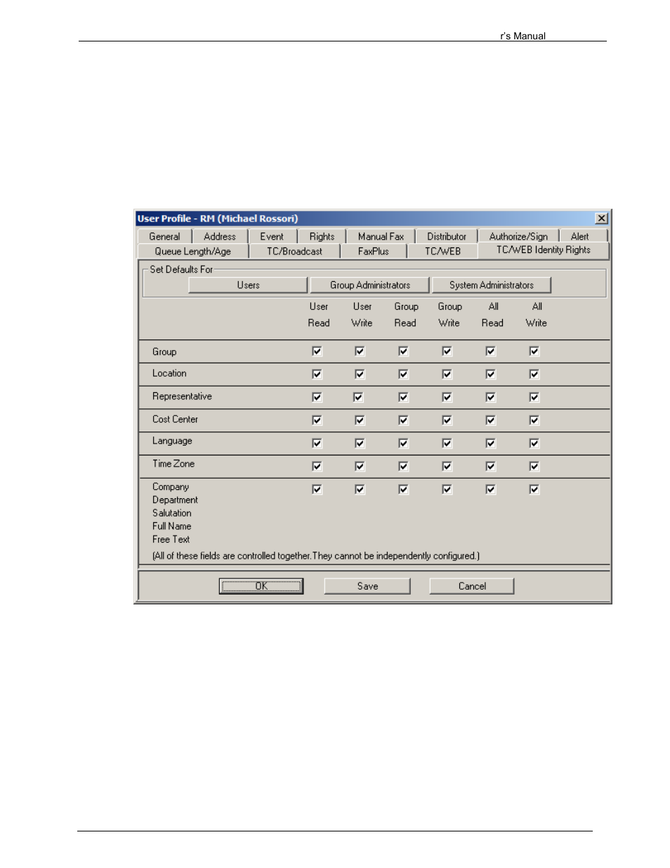 5 tc/web identity rights | Kofax Communication Server 9.1.1 User Manual | Page 187 / 204