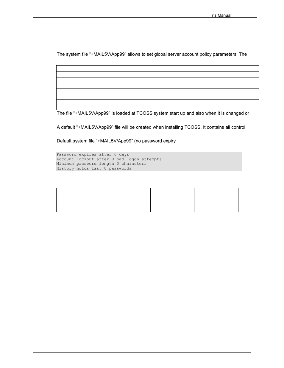 4 system account policy file, 12 retype password, 13 change own password | Kofax Communication Server 9.1.1 User Manual | Page 21 / 204