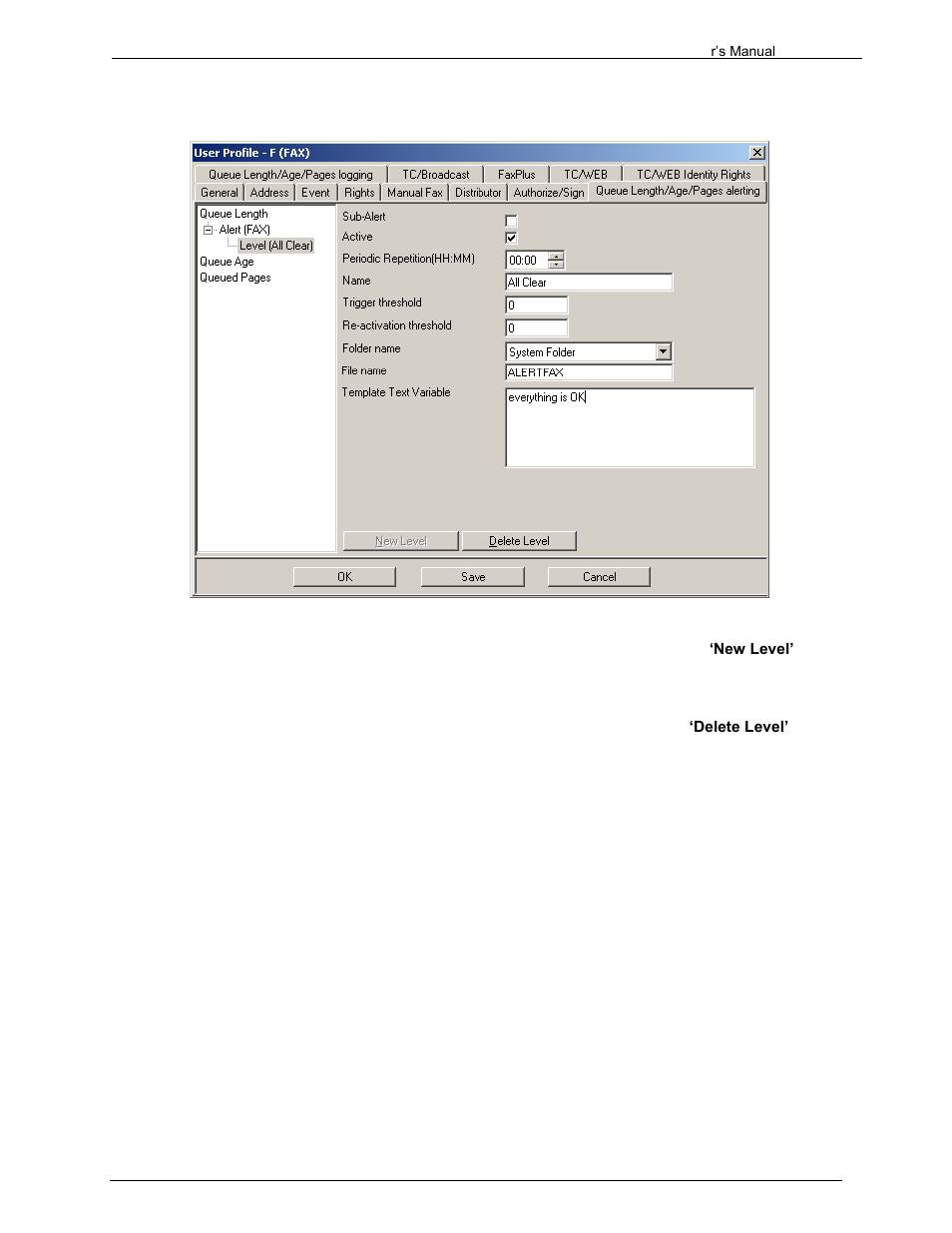 1 adding alert levels, 2 deleting alert levels | Kofax Communication Server 9.1.1 User Manual | Page 43 / 204