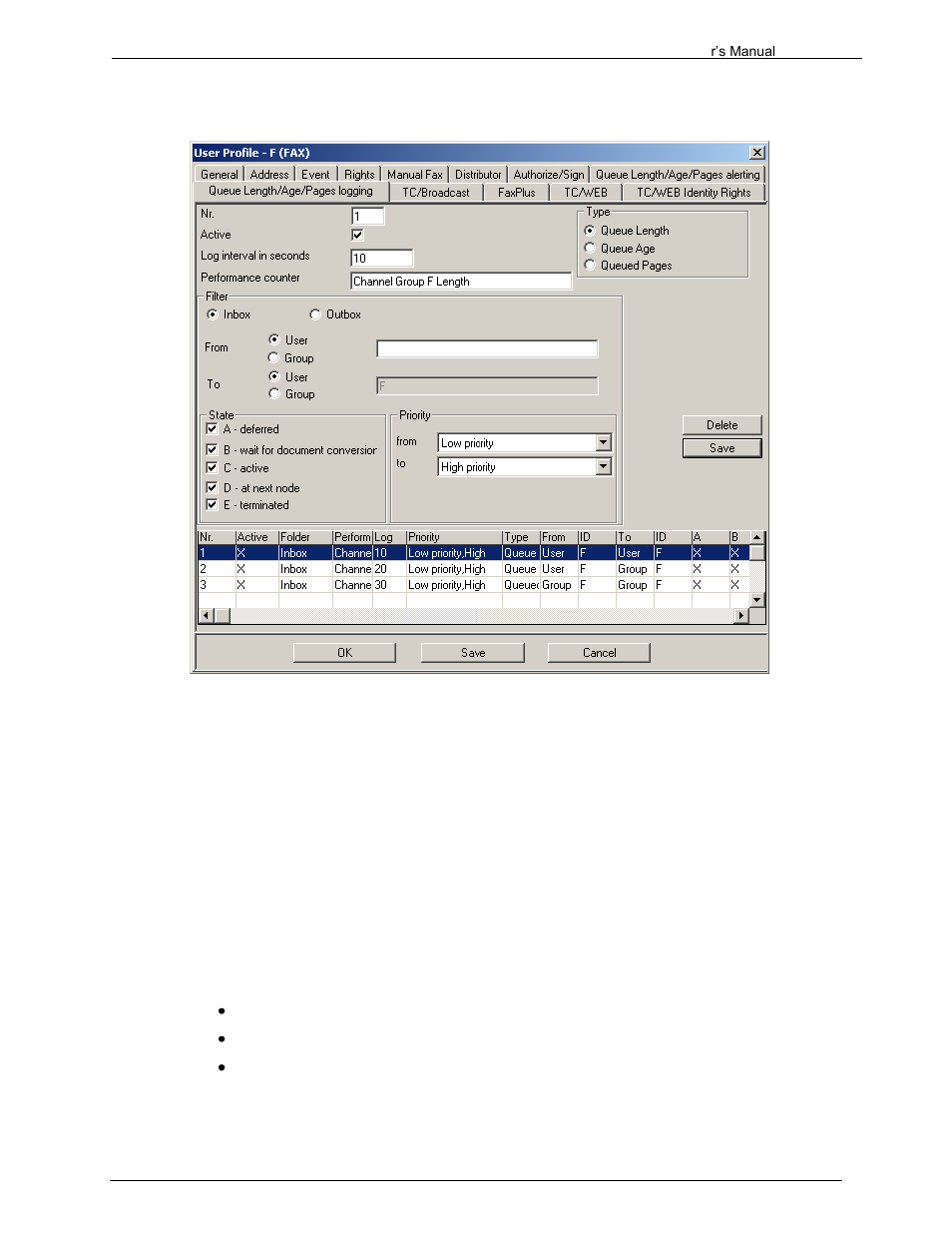 2 log interval in seconds, 3 performance counter, 4 type | Kofax Communication Server 9.1.1 User Manual | Page 51 / 204