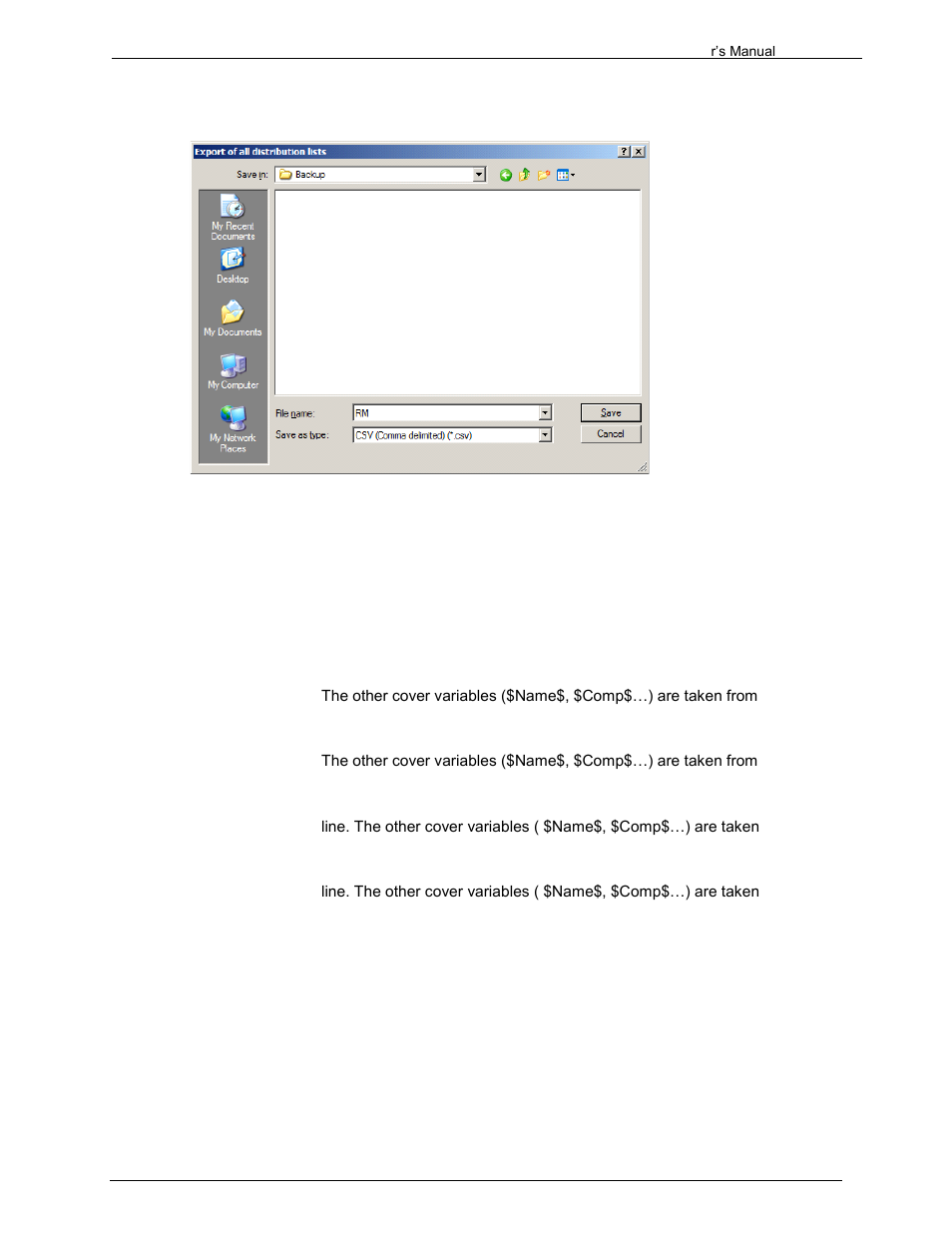 1 generated export files, 7 cover variables, 8 specifying the delivery type | Kofax Communication Server 9.1.1 User Manual | Page 79 / 204