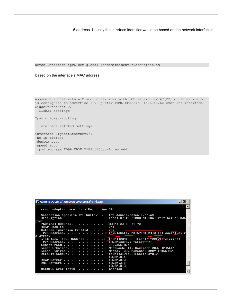 3 example: setting up ipv6 cisco router, Example: setting up ipv6 cisco router | Kofax Communication Server 9.1.1 User Manual | Page 59 / 127