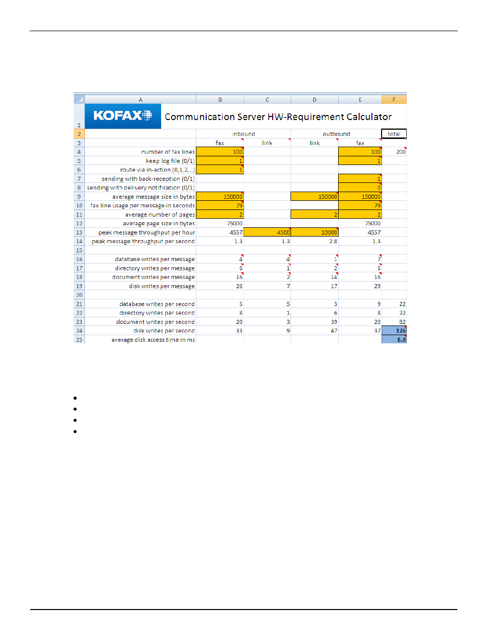 2 kcs hw-requirement calculator, Inbound fax (fax line >> kcs) | Kofax Communication Server 9.1.1 User Manual | Page 75 / 127