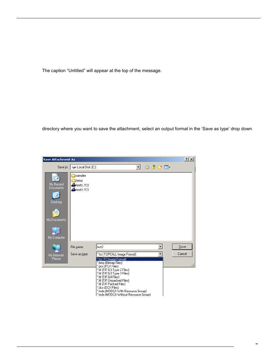 Default template, Message list, 8 save attachment as | Save as type: drop down list | Kofax Communication Server 9.1.1 User Manual | Page 15 / 114