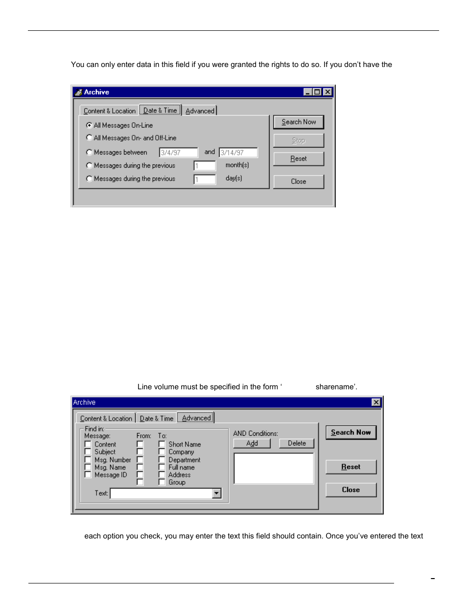 User / group, All messages on-line, All messages on- and off-line | Kofax Communication Server 9.1.1 User Manual | Page 89 / 114