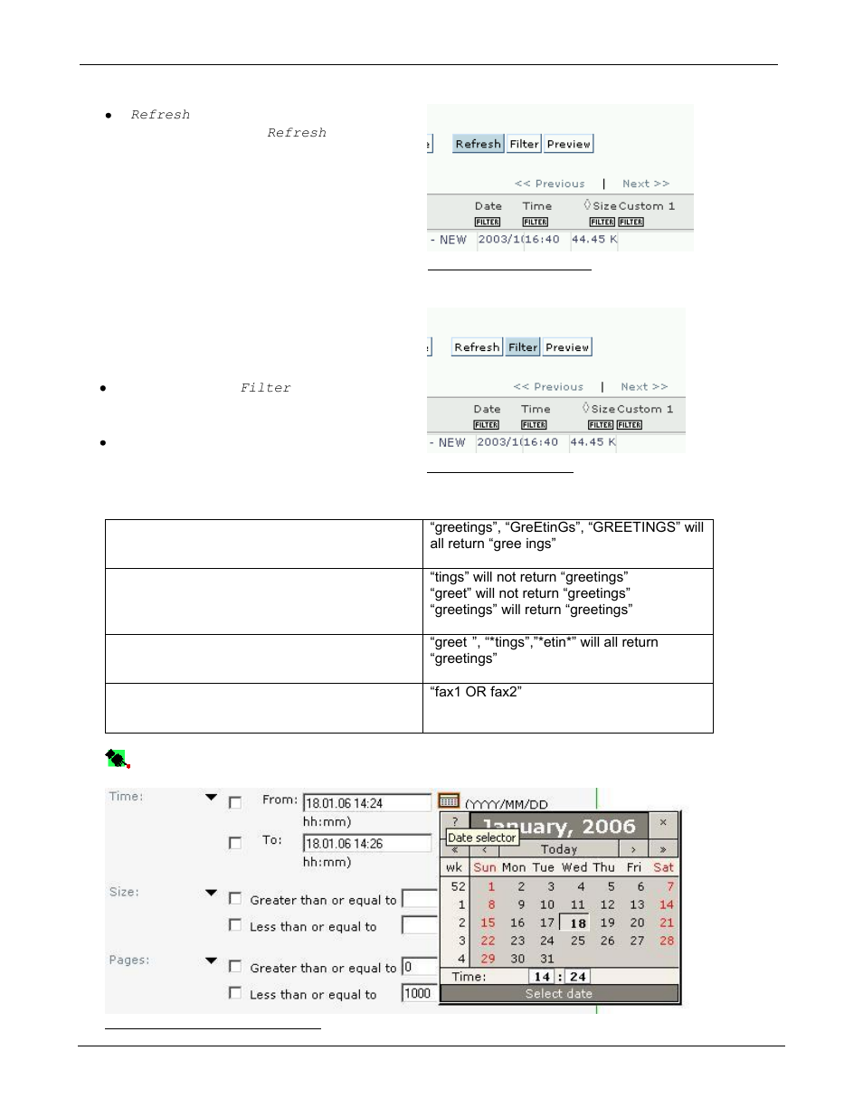 1 refresh, 2 filter | Kofax Communication Server 9.1.1 User Manual | Page 12 / 85