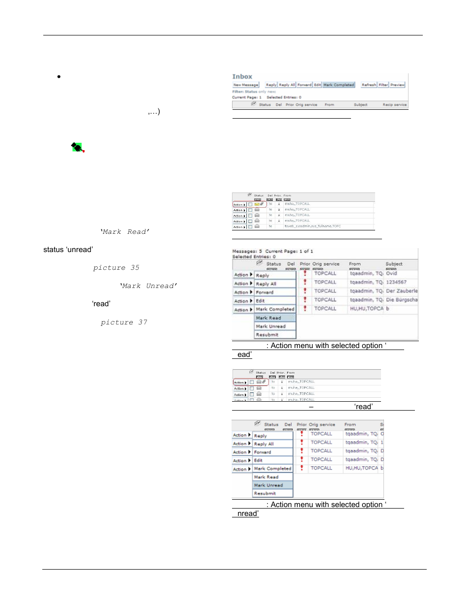 3 mark completed, 4 mark message as read/unread | Kofax Communication Server 9.1.1 User Manual | Page 18 / 85