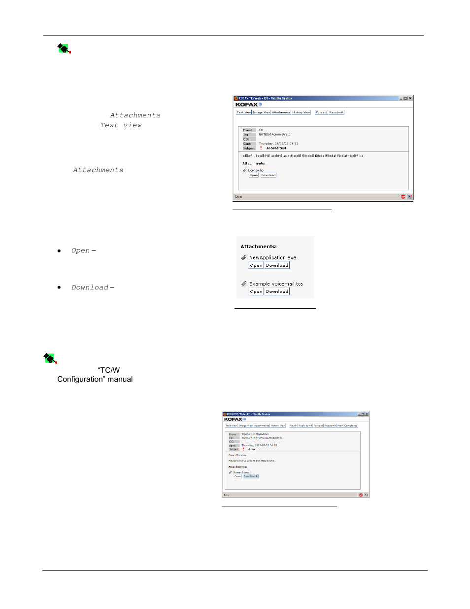 5 attachments, 6 saving image attachments to different formats | Kofax Communication Server 9.1.1 User Manual | Page 22 / 85