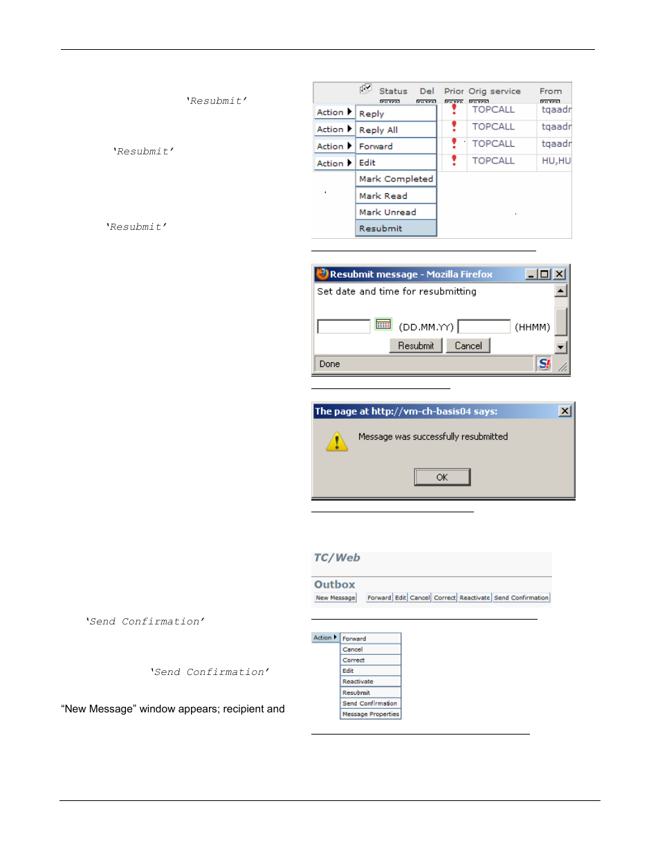 8 resubmit a message, 9 send confirmation for previously sent message | Kofax Communication Server 9.1.1 User Manual | Page 31 / 85