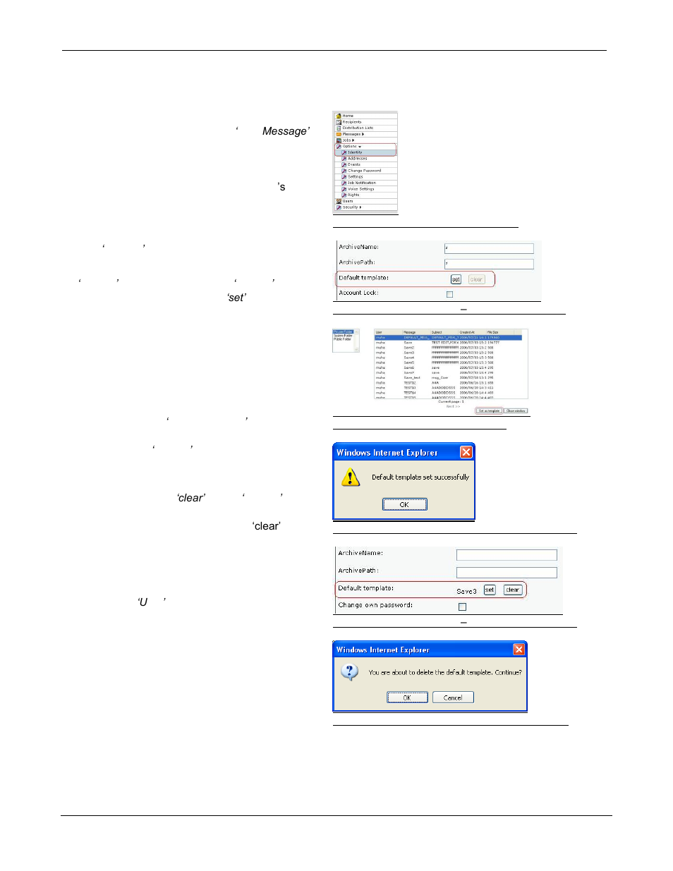 8 default message template, 1 select default template | Kofax Communication Server 9.1.1 User Manual | Page 59 / 85