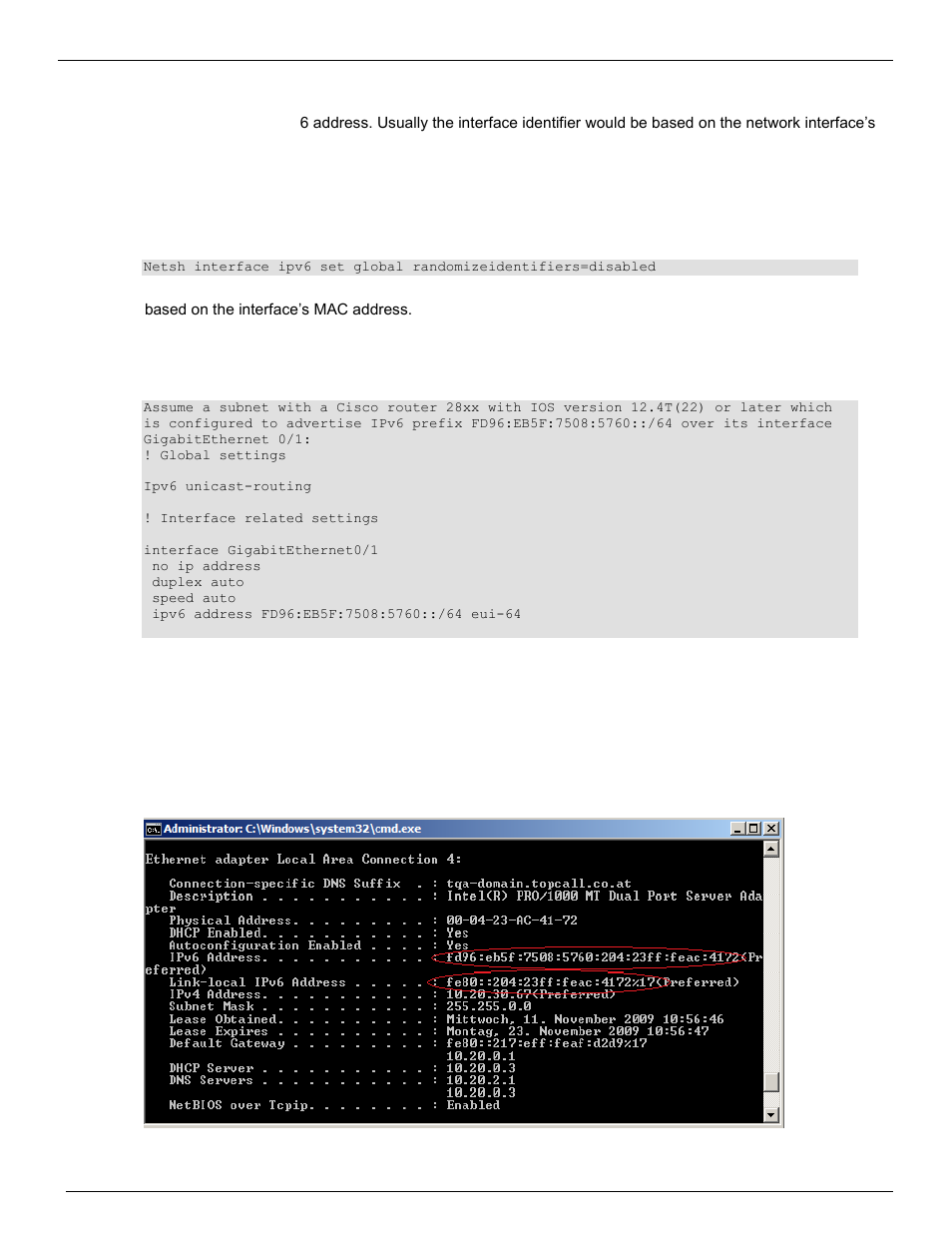 Example: setting up ipv6 cisco router, 3 example: setting up ipv6 cisco router | Kofax Communication Server 9.2.0 User Manual | Page 60 / 126