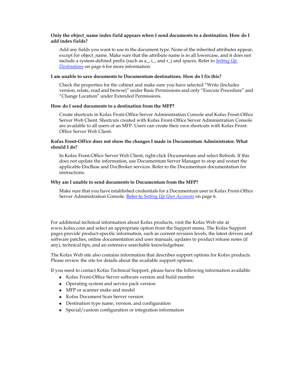 Technical support | Kofax Front-Office Server 2.7 User Manual | Page 10 / 10