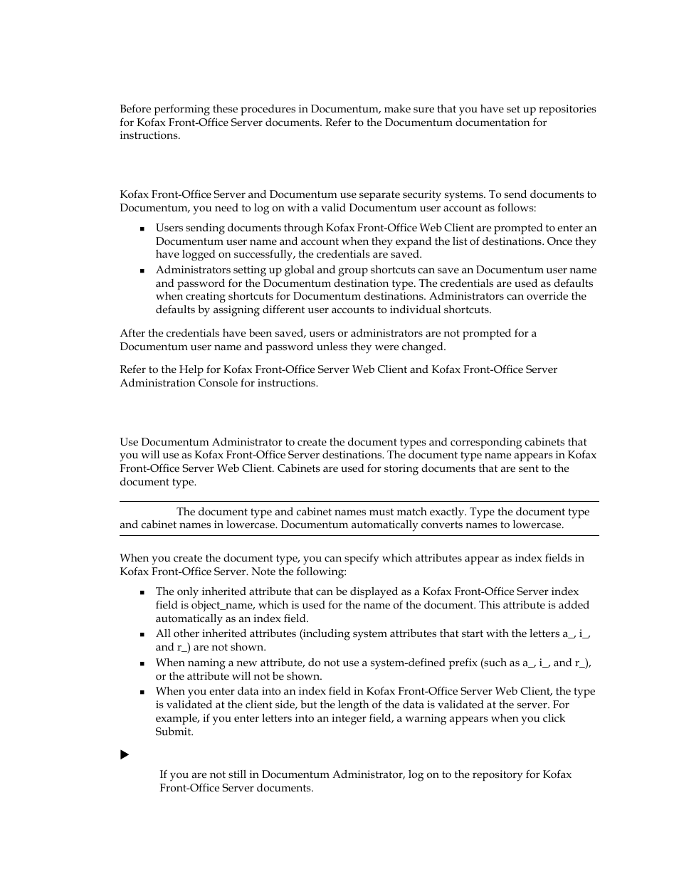 Prerequisites, Setting up user accounts, Setting up destinations | Kofax Front-Office Server 2.7 User Manual | Page 6 / 10