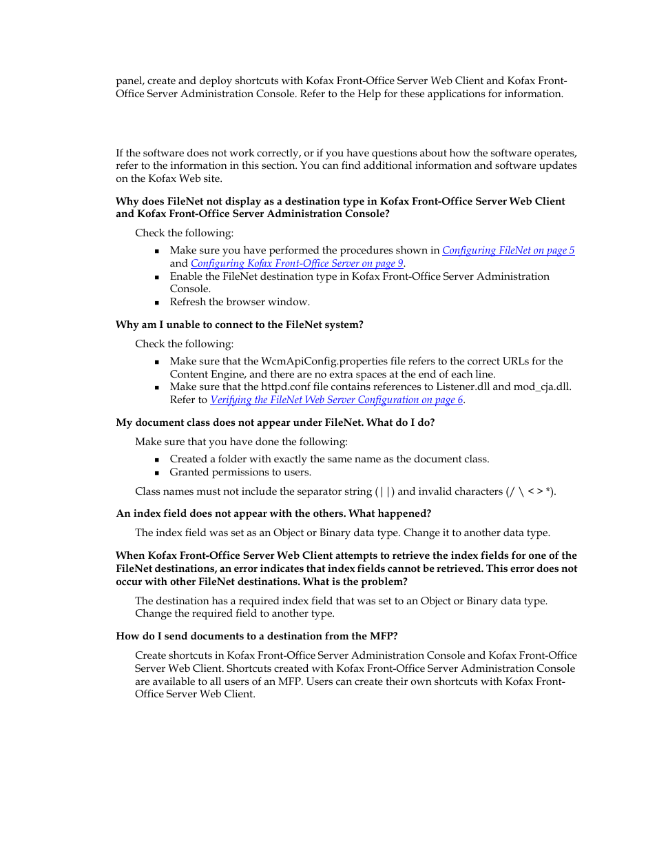 Frequently asked questions | Kofax Front-Office Server 2.7 User Manual | Page 10 / 12