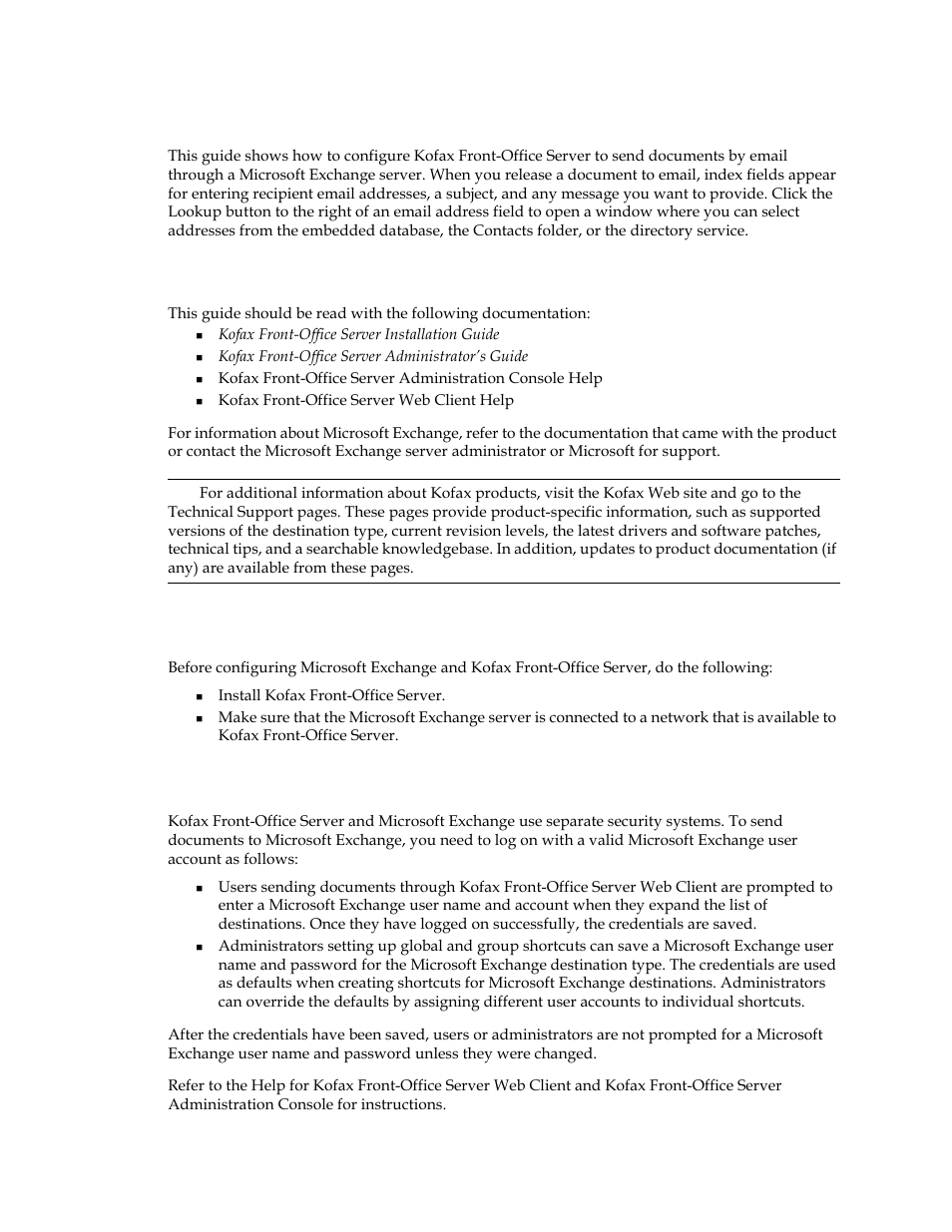 Introduction, Additional documentation, System requirements | Setting up user accounts, System requirements setting up user accounts | Kofax Front-Office Server 2.7 User Manual | Page 5 / 8