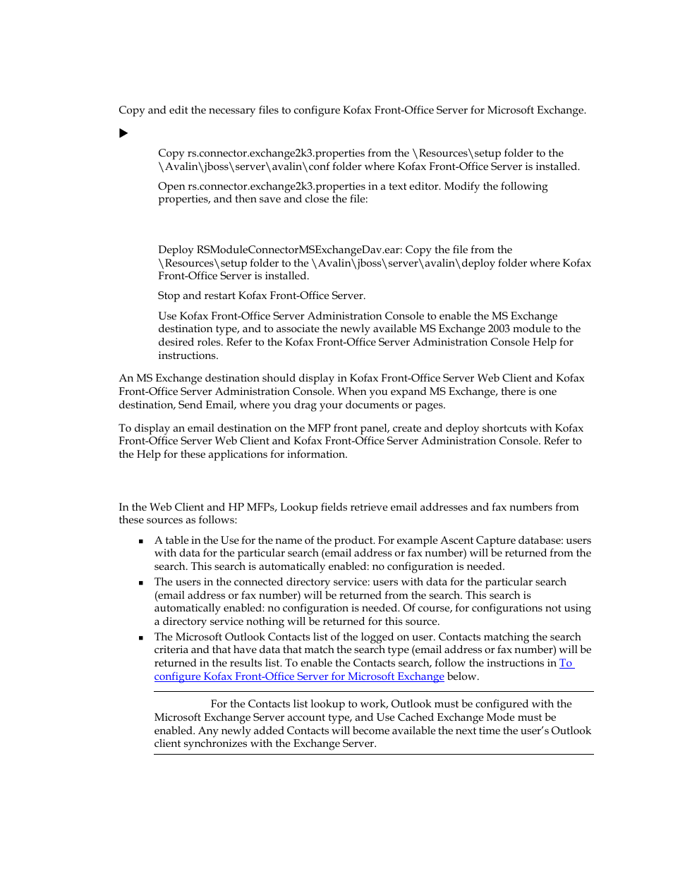 Configuring kofax front-office server, About email address lookup fields | Kofax Front-Office Server 2.7 User Manual | Page 6 / 8