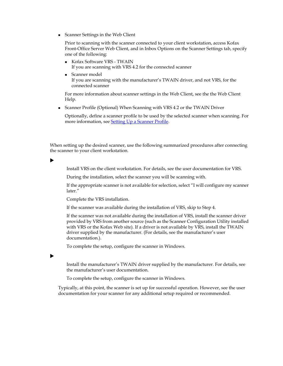 Setting up the scanner | Kofax Front-Office Server 3.0 User Manual | Page 26 / 64