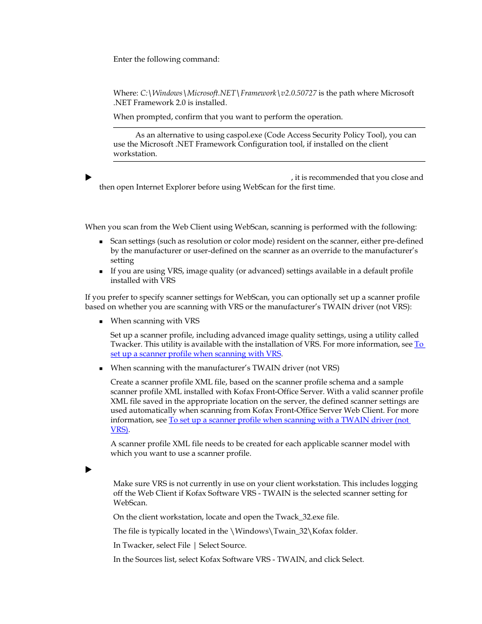 Setting up a scanner profile | Kofax Front-Office Server 3.0 User Manual | Page 30 / 64