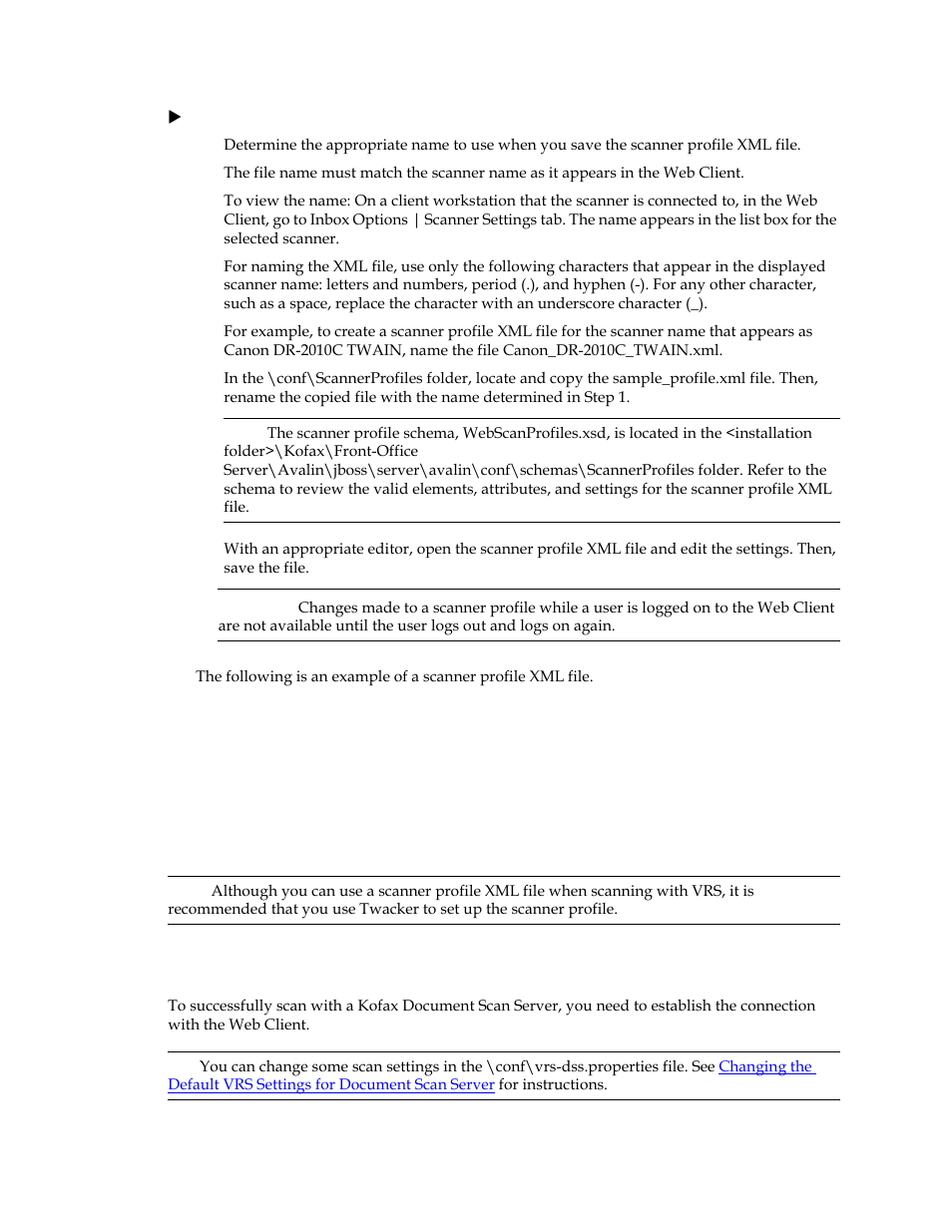 Setting up to use a kofax document scan server, Vrs) | Kofax Front-Office Server 3.0 User Manual | Page 32 / 64