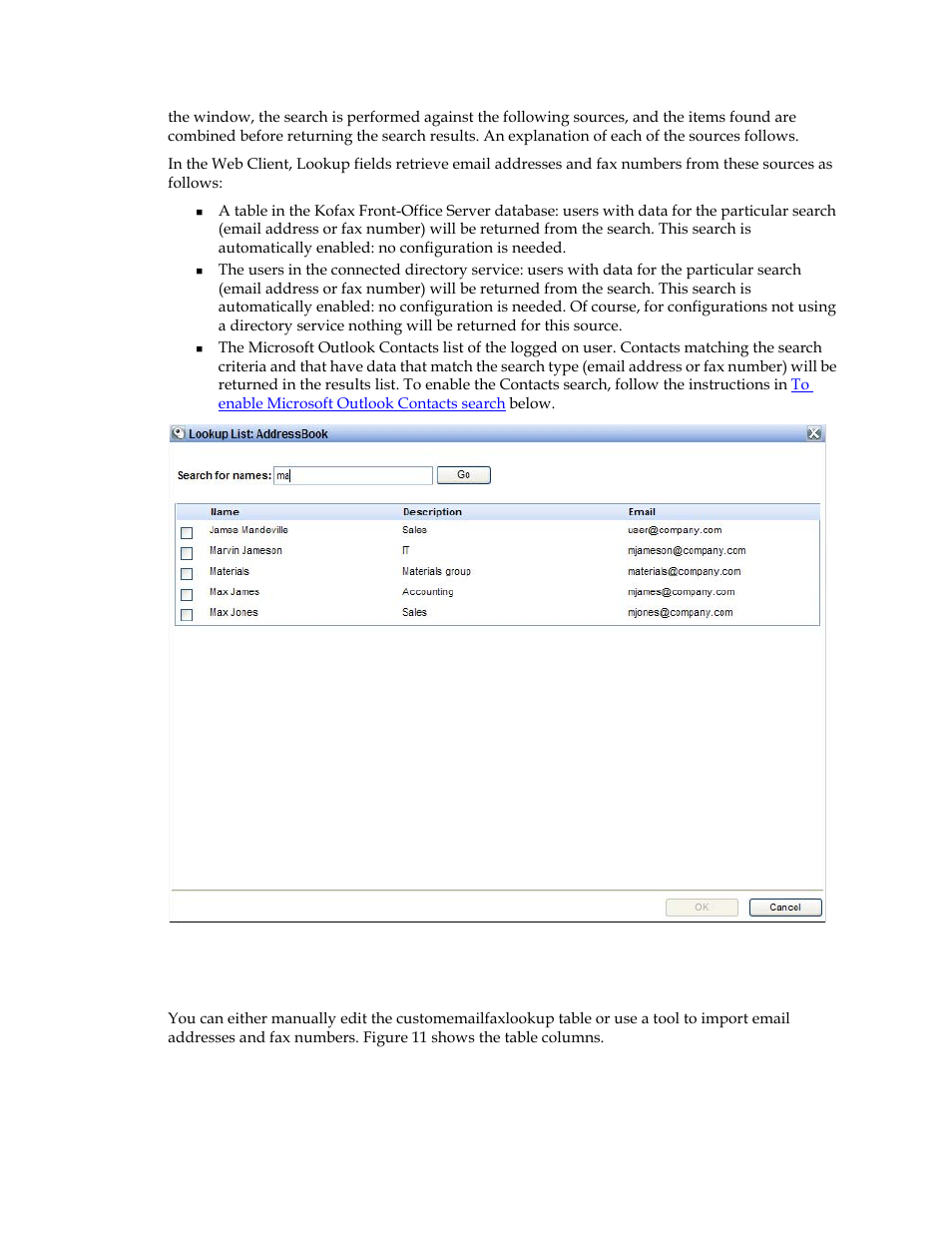 Database table lookup | Kofax Front-Office Server 3.0 User Manual | Page 40 / 64