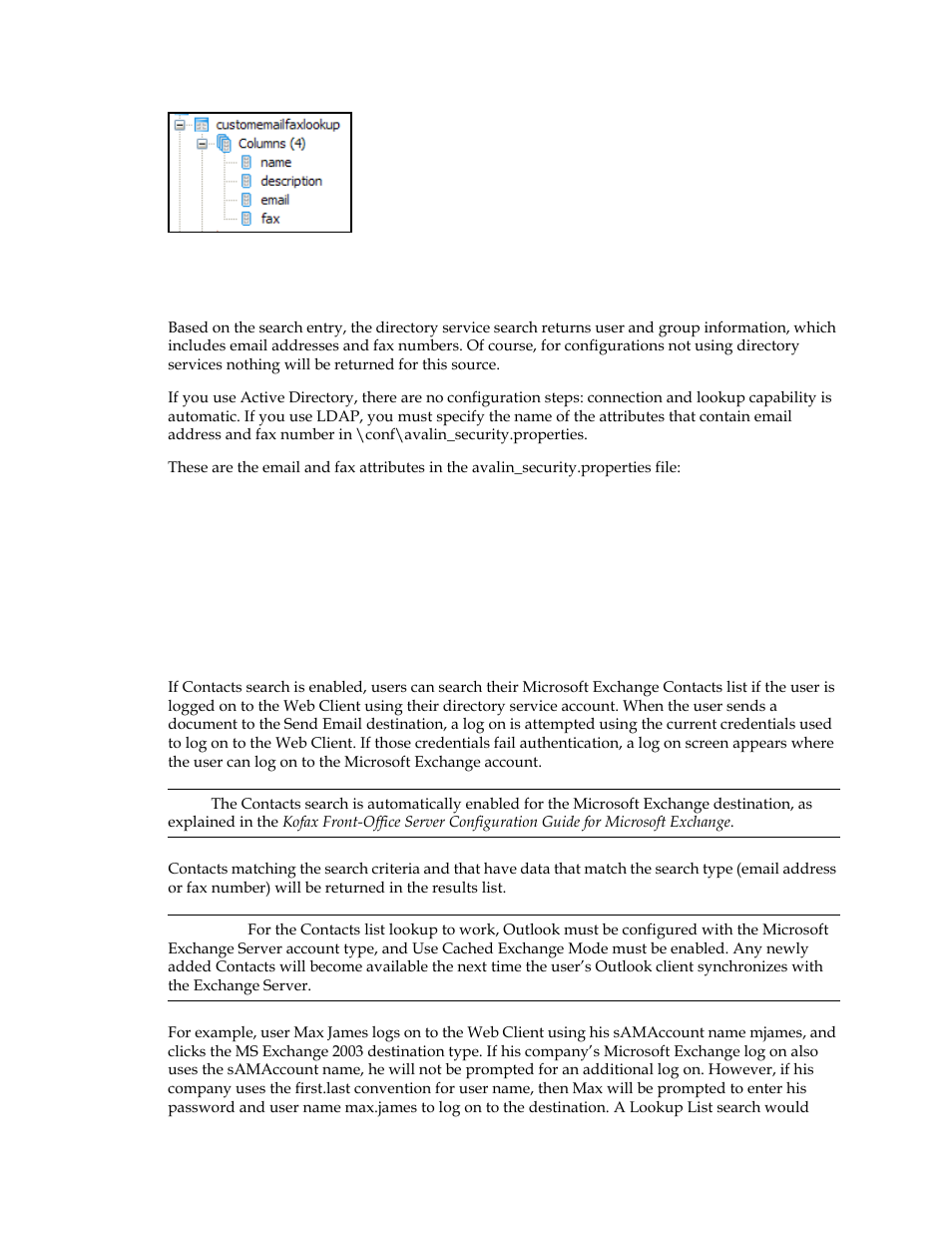 Active directory or ldap lookup, Contacts list lookup, Figure 11 | Kofax Front-Office Server 3.0 User Manual | Page 41 / 64