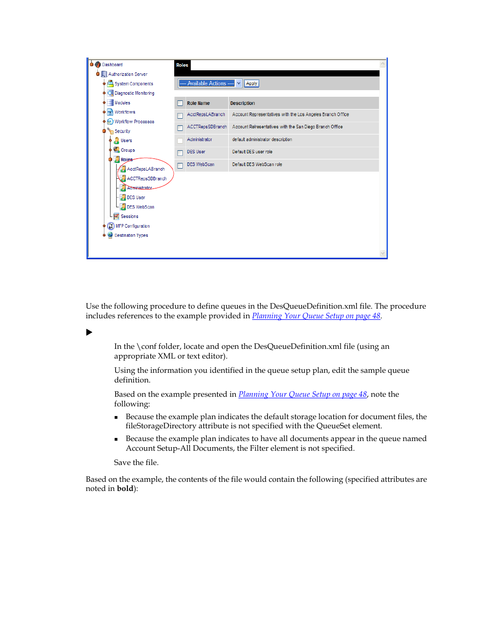 Defining queues in the desqueuedefinition.xml file | Kofax Front-Office Server 3.0 User Manual | Page 50 / 64