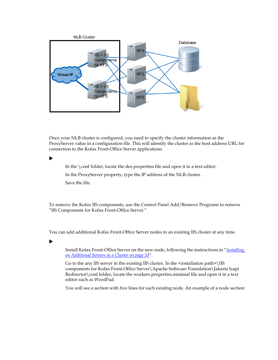Specifying the proxyserver value, Removing the kofax iis components | Kofax Front-Office Server 3.0 User Manual | Page 12 / 46