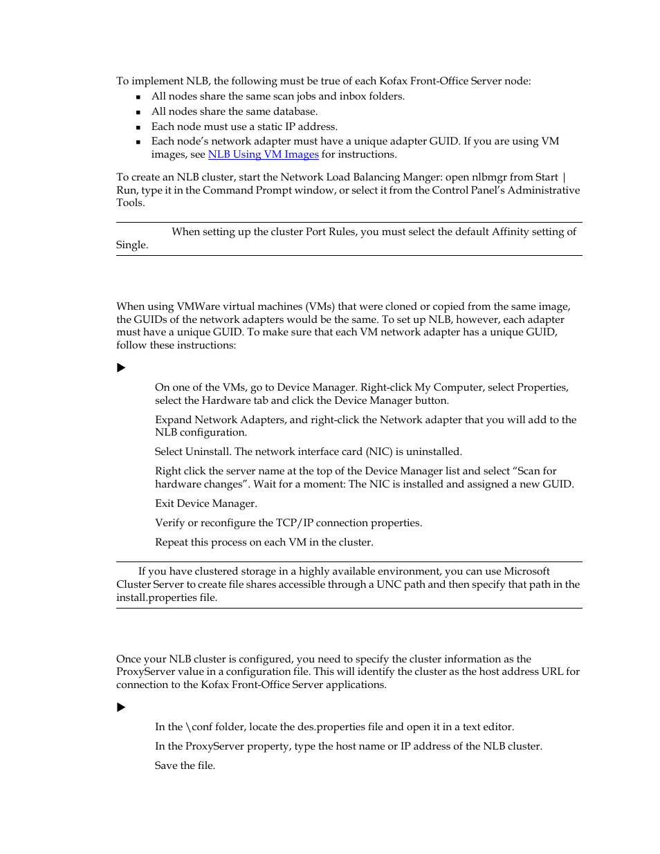 Nlb using vm images, Specifying the proxyserver value | Kofax Front-Office Server 3.0 User Manual | Page 15 / 46