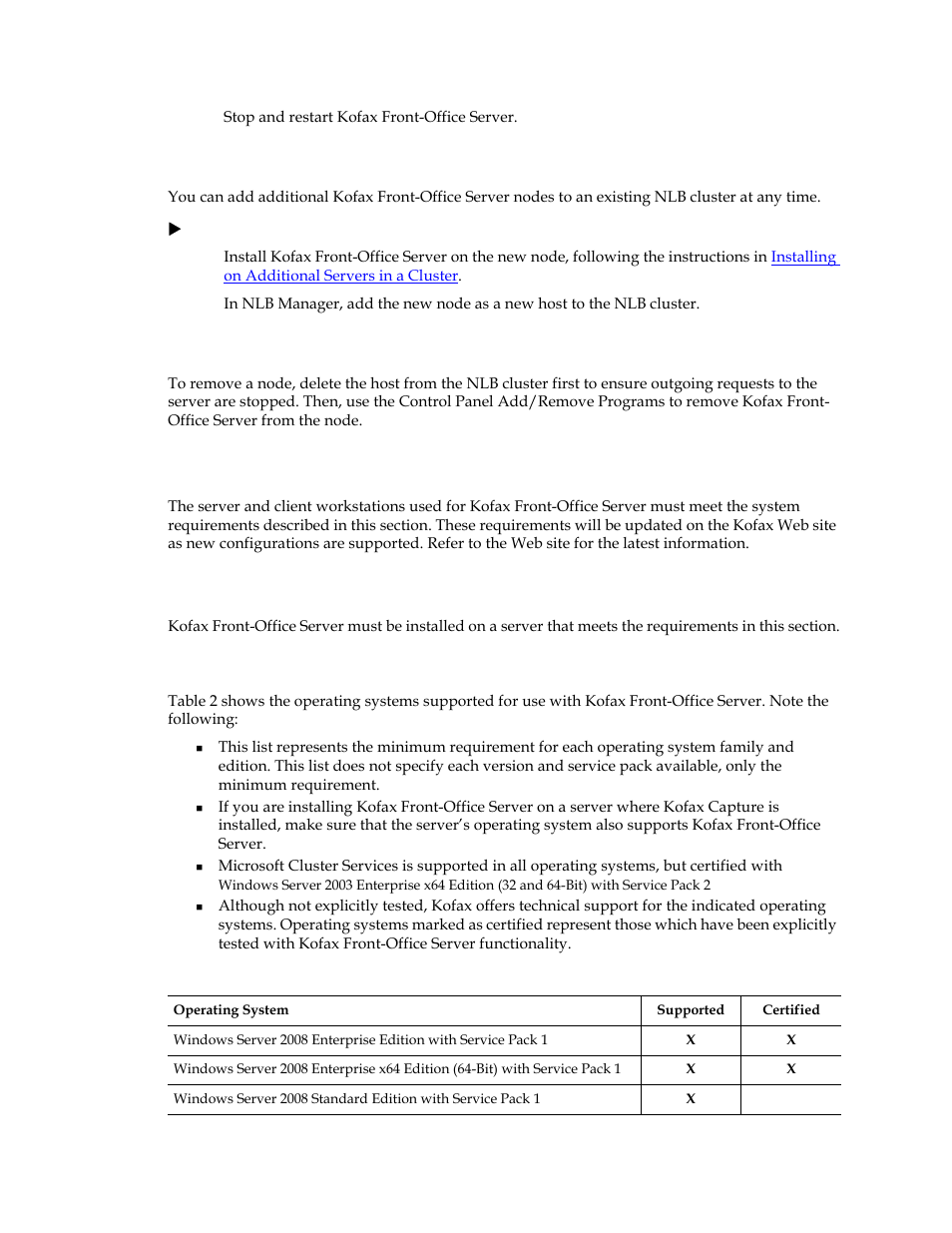 System requirements, Server requirements, Supported operating systems | Kofax Front-Office Server 3.0 User Manual | Page 16 / 46