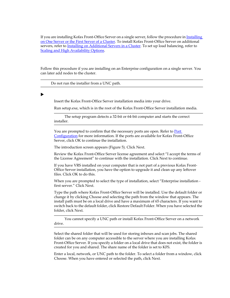 Installing an enterprise system | Kofax Front-Office Server 3.0 User Manual | Page 32 / 46