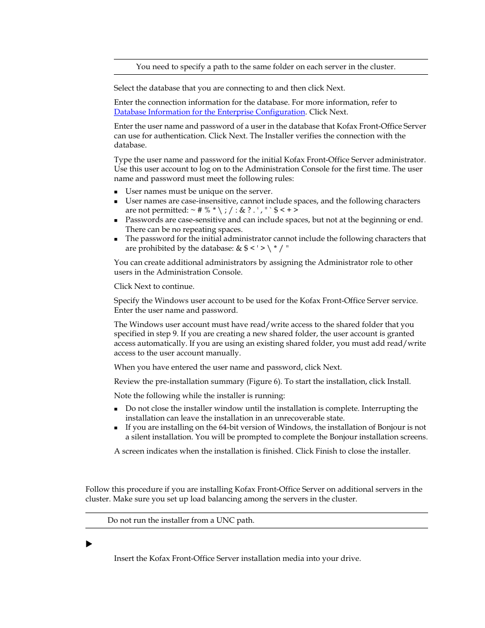 Installing on additional servers in a cluster, R to | Kofax Front-Office Server 3.0 User Manual | Page 33 / 46