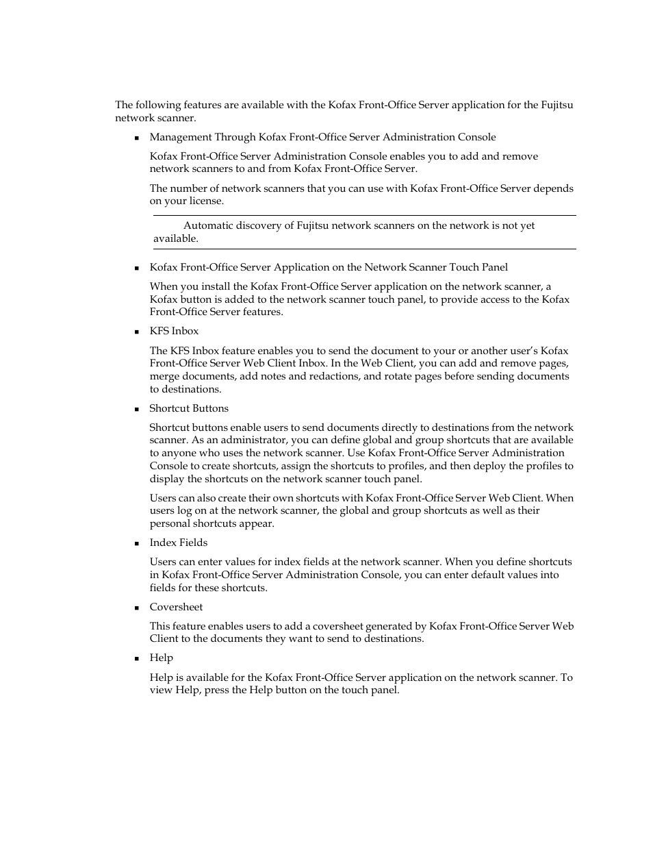 Summary of features | Kofax Document Exchange Server 2.0 User Manual | Page 7 / 14