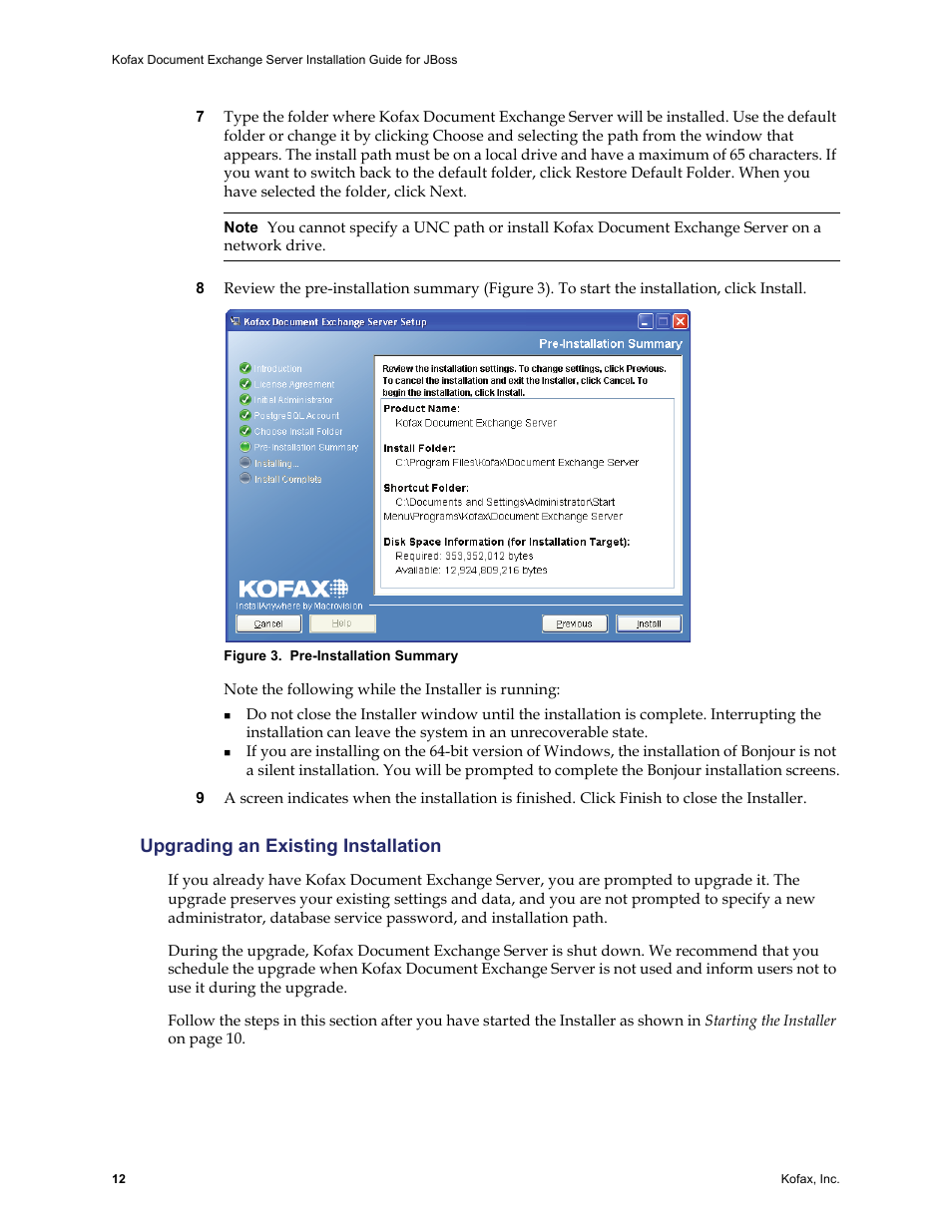 Upgrading an existing installation, Continue with upgrading an existing | Kofax Document Exchange Server 2.0 User Manual | Page 16 / 22