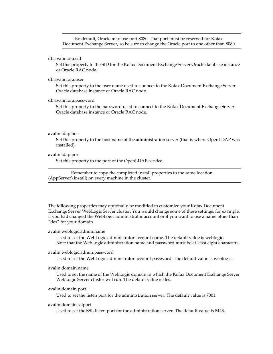 Ldap configuration, Optional custom settings | Kofax Document Exchange Server 2.5 User Manual | Page 23 / 44