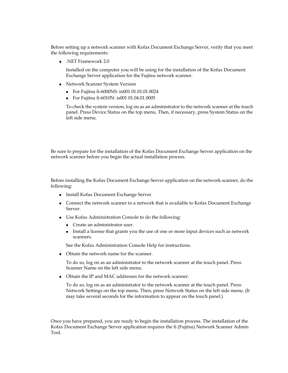 System requirements, Preparing for the installation | Kofax Document Exchange Server 2.5 User Manual | Page 6 / 12
