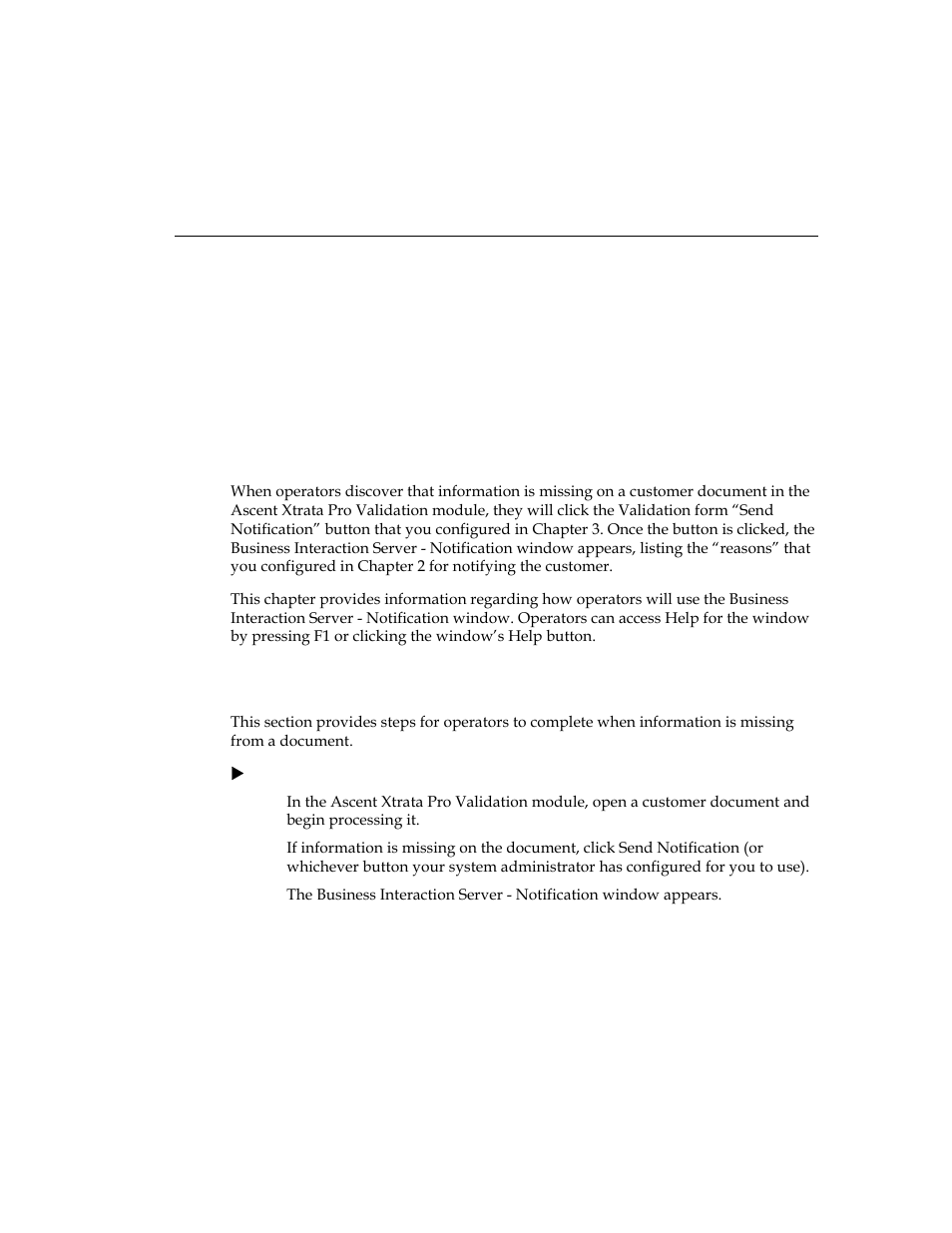 How operators work with notifications, Introduction, Working with notifications | Introduction working with notifications, Chapter 4 | Kofax Business Interaction Server User Manual | Page 25 / 28