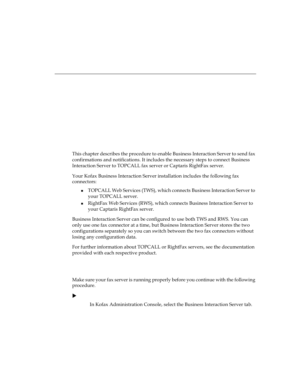 Sending fax confirmations and notifications, Introduction, Configuration | Introduction configuration, Chapter 6 | Kofax Business Interaction Server User Manual | Page 27 / 34