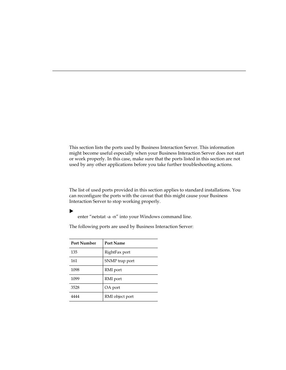 Ports used by business interaction server, Introduction, Appendix a | Kofax Business Interaction Server User Manual | Page 31 / 34